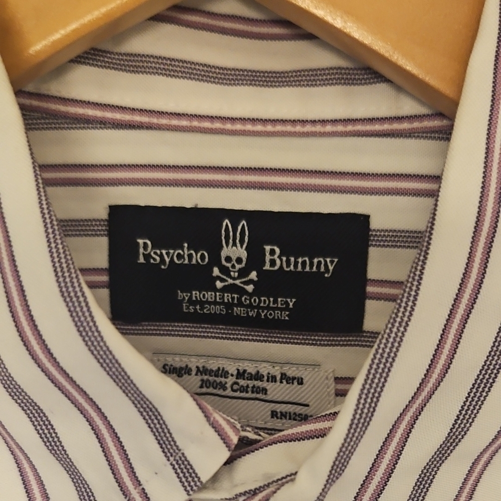 Psycho Bunny Men's Striped Shirt - White and Purple